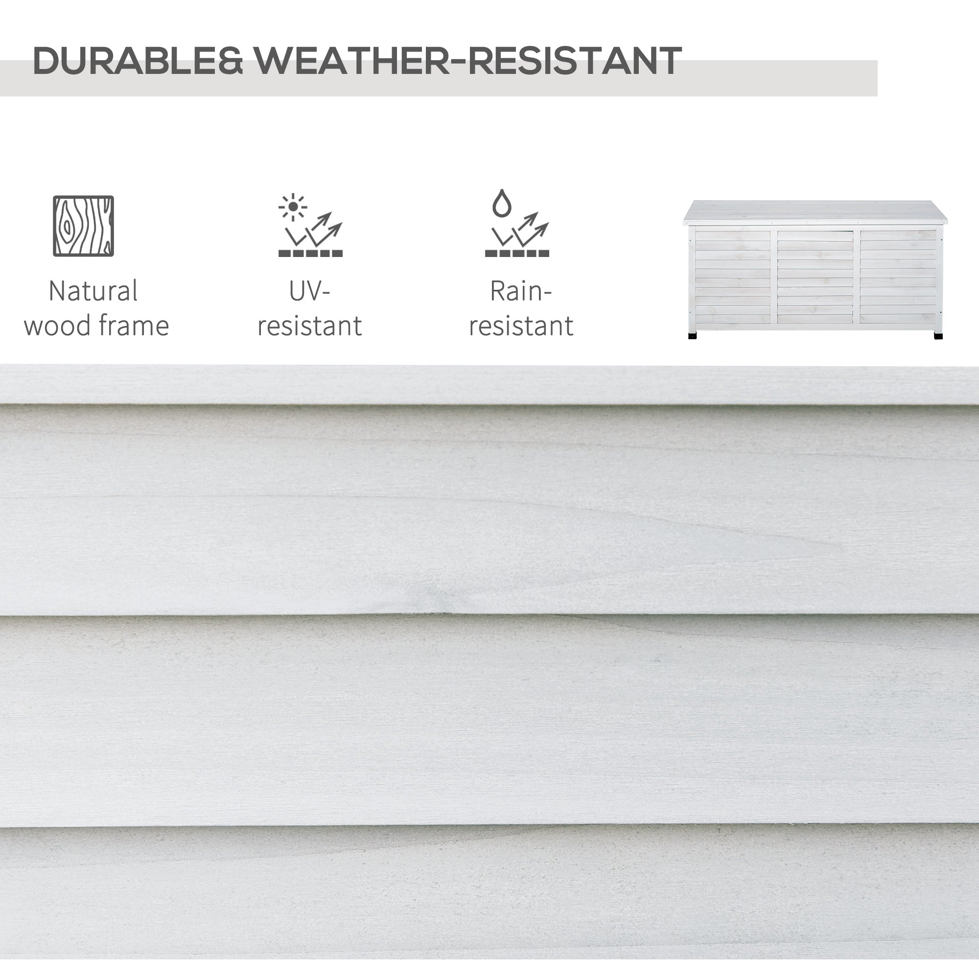 Outsunny 75 Gallon Wooden Storage Box patio Deck Box Bench, Garden Backyard Outdoor Storage Container with Aerating Gap & Weather-Fighting Finish, White