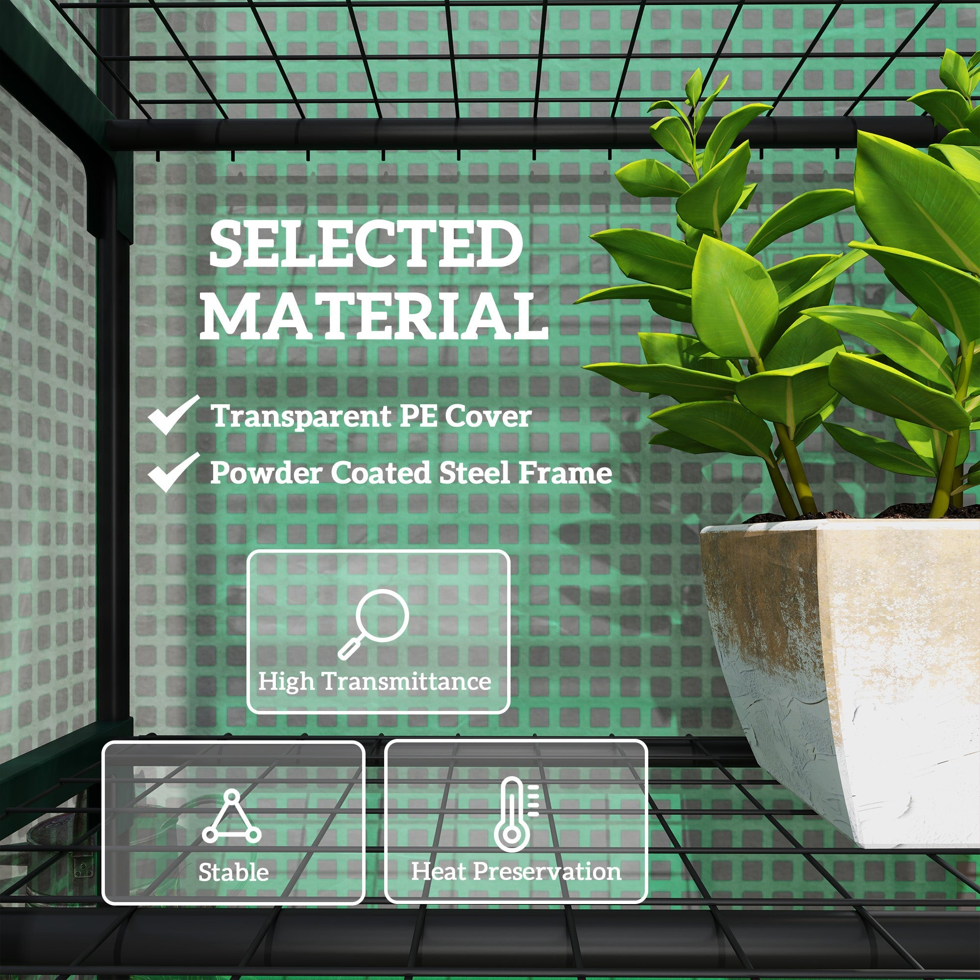 Outsunny 5 Tier Mini Greenhouse, Portable Outdoor Flower Stand with Shelf Clips, Indoor Greenhouse with PE Cover, Steel Frame, Transparent, 27.25" x 19.25" x 76", Green