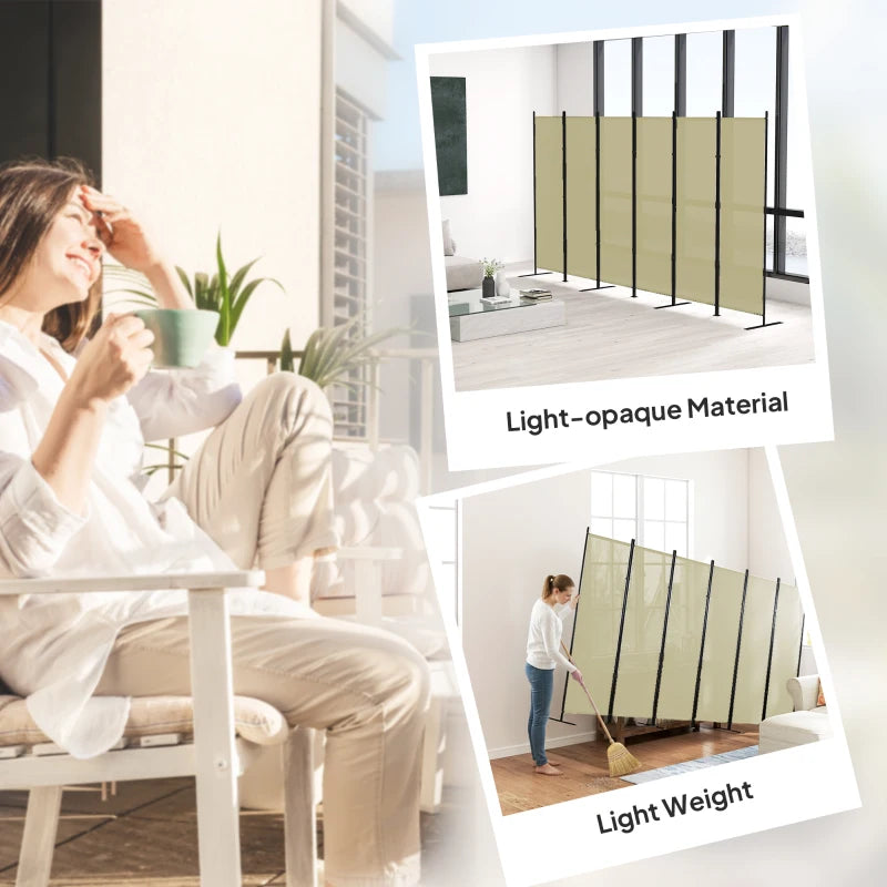 6 Panel Room Divider, 6 Ft Folding Privacy Screen, Portable Freestanding Partition Wall Divider, Beige