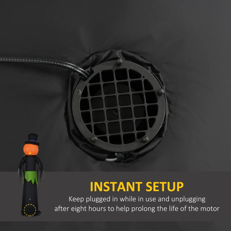 Outsunny 8ft Halloween Inflatable Pumpkin Head Ghost in a Hat – LED Lighted Outdoor Decoration