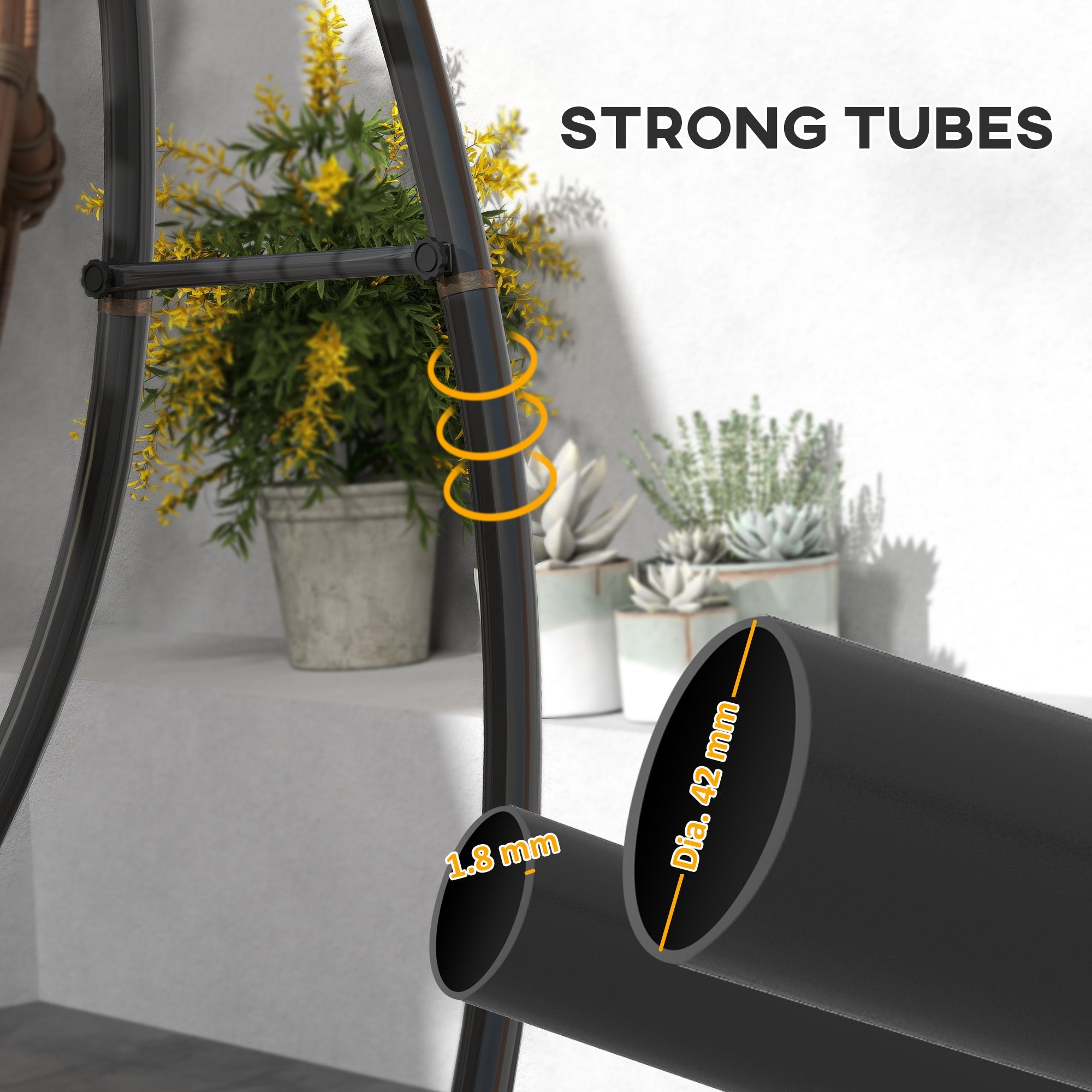 Outsunny Hammock Chair Stand, Heavy Duty Steel Hanging Chair Stand for Swing Chair, Egg Chair, with Extra Large Base, Black