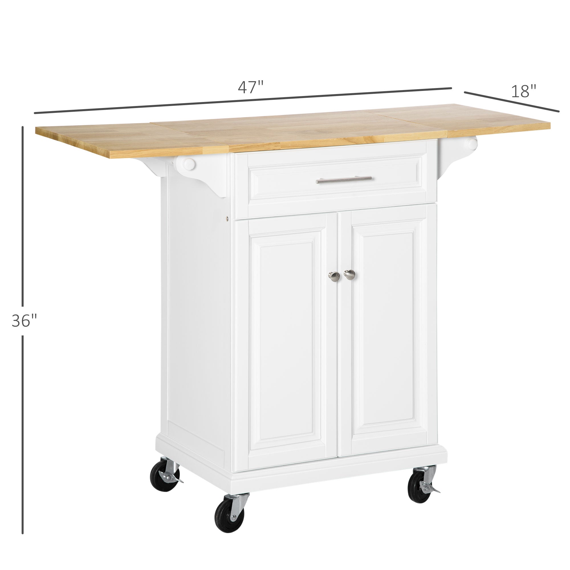 HOMCOM Extendable Kitchen Cart: Rolling Island with Counter, Drawer, Cabinet, Towel Rack for Dining & Kitchen Use