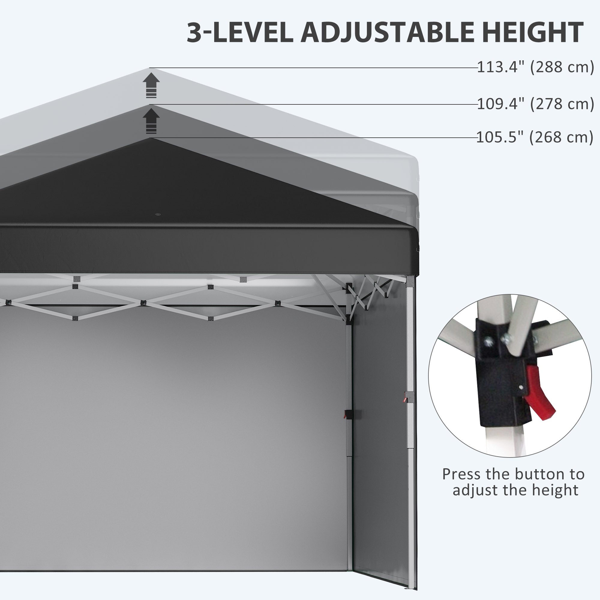 Outsunny 10' x 10' Pop Up Canopy with Sidewalls, Roller Bag, Height Adjustable Instant Tent for Outdoor Garden Patio, Black