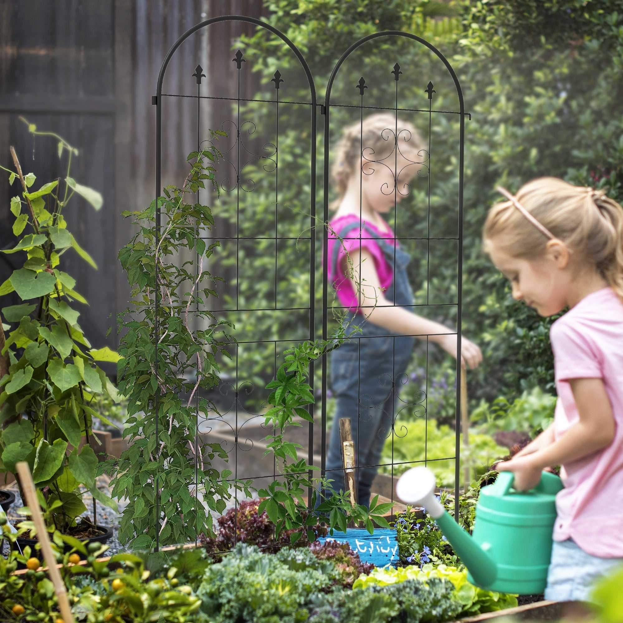 Outsunny Metal Trellis Set of 2, Garden Trellis for Climbing Plants Support Frames, Arrow Design