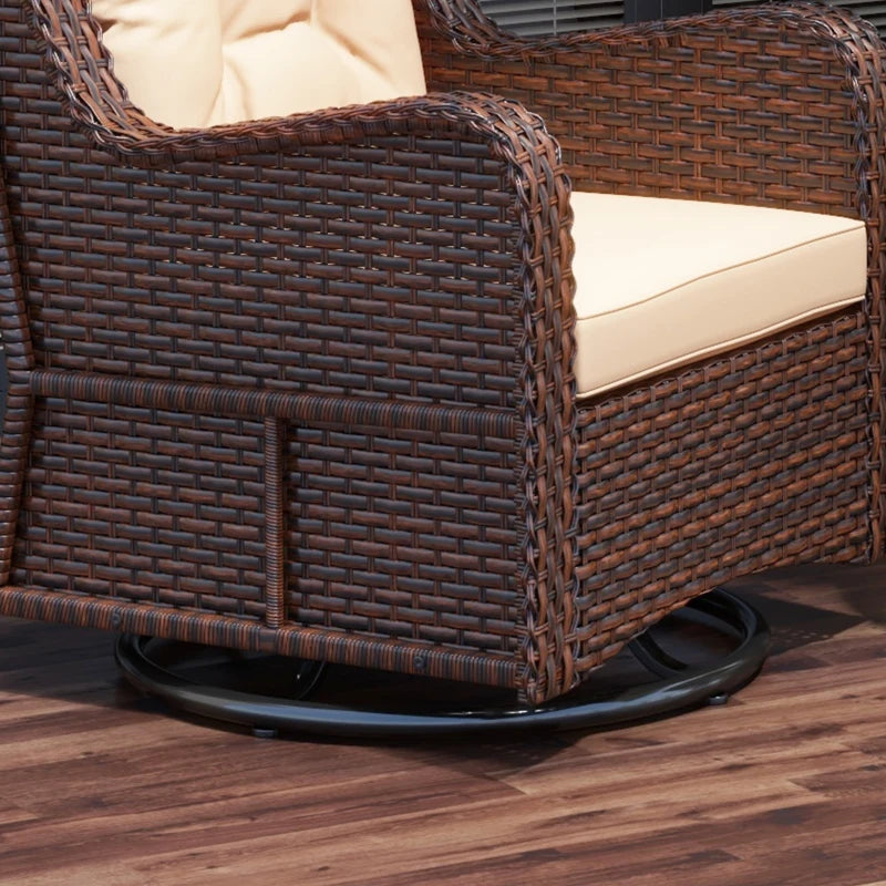 PE Rattan 360° Swivel Patio Chair with Cushion, Brown