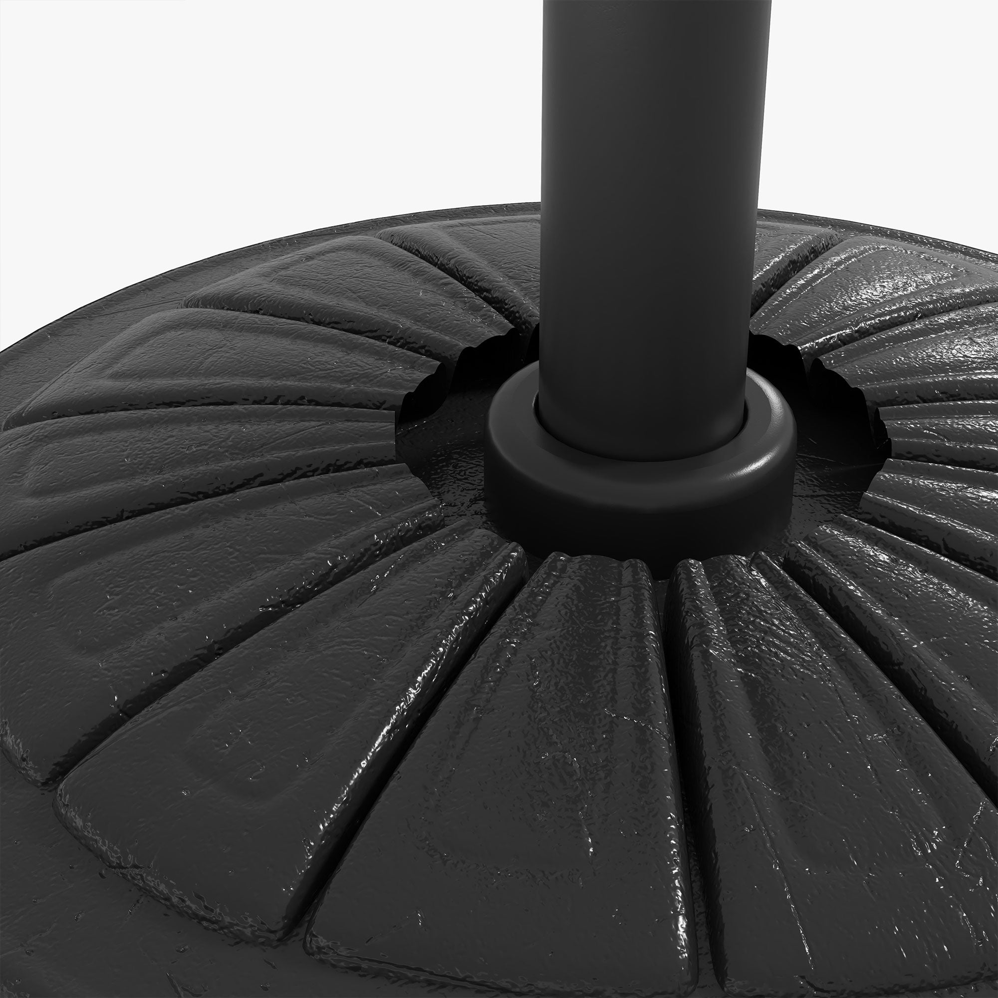 Outsunny Concrete Umbrella Base: Heavy Duty Round Stand with Steel Pole Holder for Outdoor Patio, Black