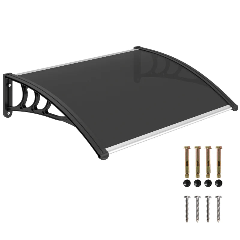 Window Awning Door Canopy, 29.9" x 39.4" Polycarbonate Cover, Front Door Patio Canopy with Solid Panel, Transparent