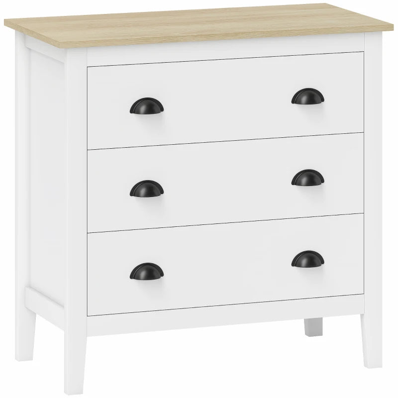 Chest of Drawers with Anti-Tipping, Simple Setup, Easy Clean, Quiet Slides, Modern 3 Drawer Dresser, White