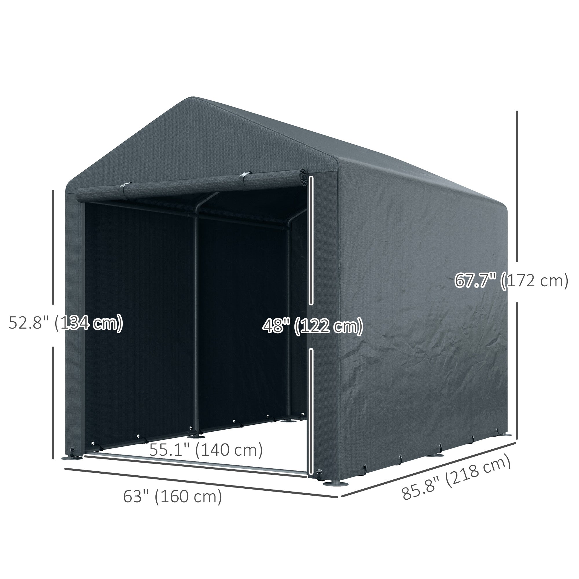 Outsunny Portable Bicycle Shed with Galvanised Steel Frame and Large Door, Waterproof Outdoor Shed for Garden Tools, Dark Grey