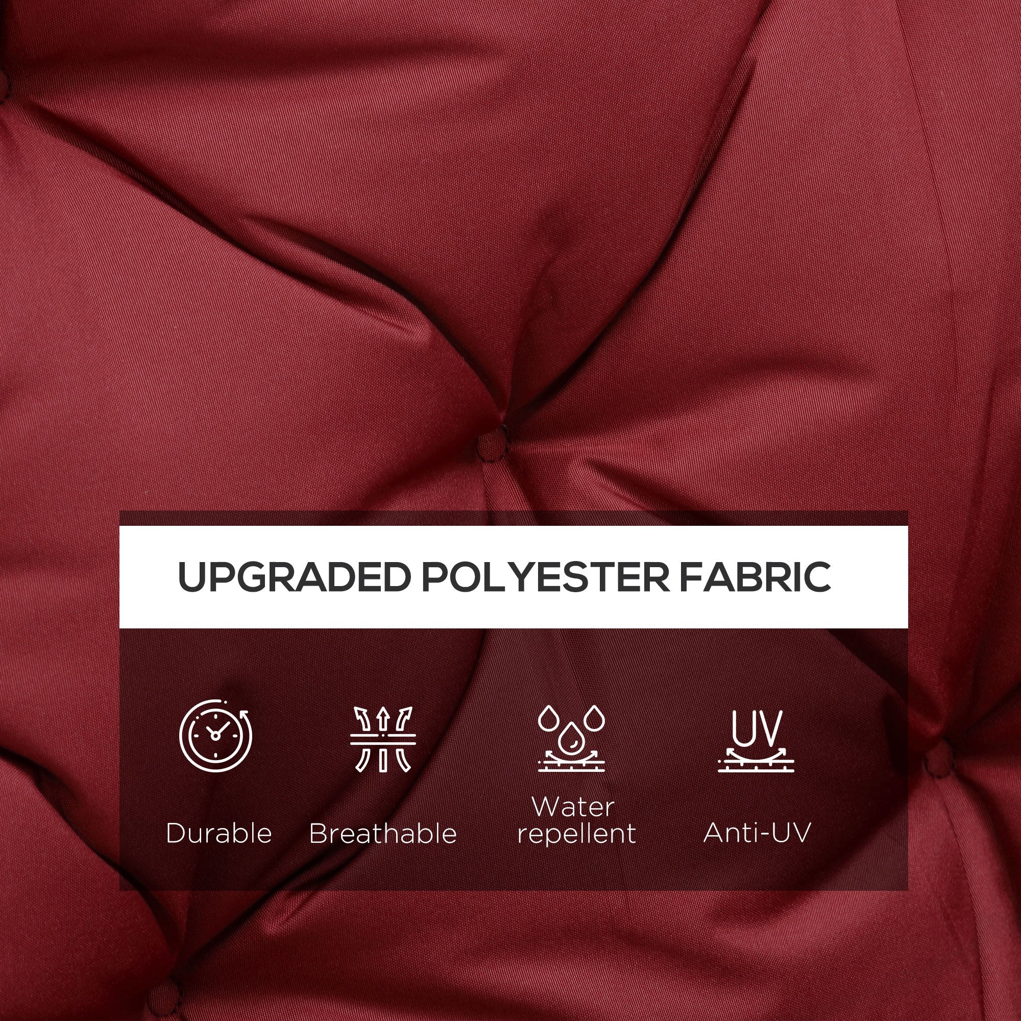 Outsunny 3 Seater Outdoor Seat Pads Bench Swing Chair Replacement Cushions Backrest for Patio Garden, Wine Red
