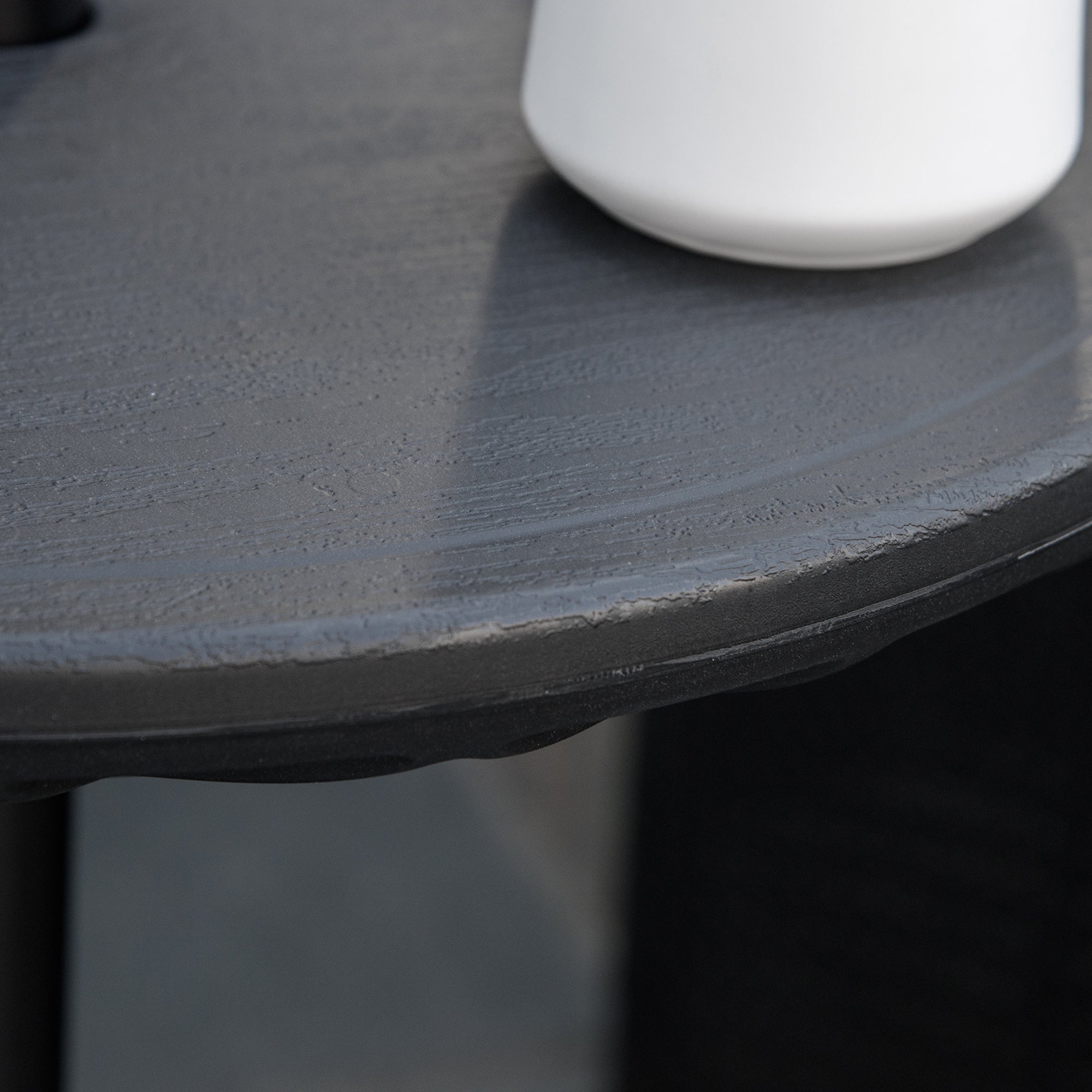 Outsunny Patio Table: 19.7" Round Tray with Umbrella Hole Water-Safe for Beach Pool Black