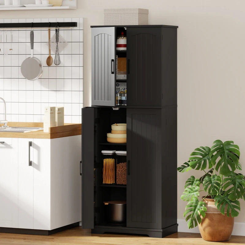 Tall Pantry Cabinet, 64" Storage Cabinet with Adjustable Shelves and 8 Door Spice Racks for Kitchen, Dining Room, Black