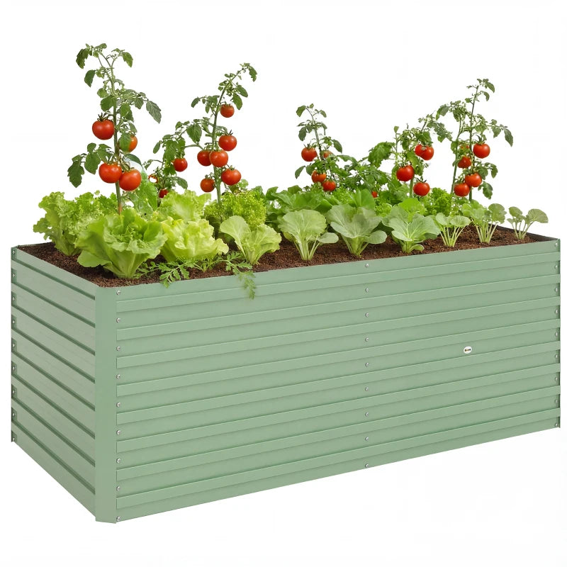 5' x 3' x 2' Raised Garden Bed, Galvanized Planter Box for Growing Flowers, Herbs and Vegetables, Light Green