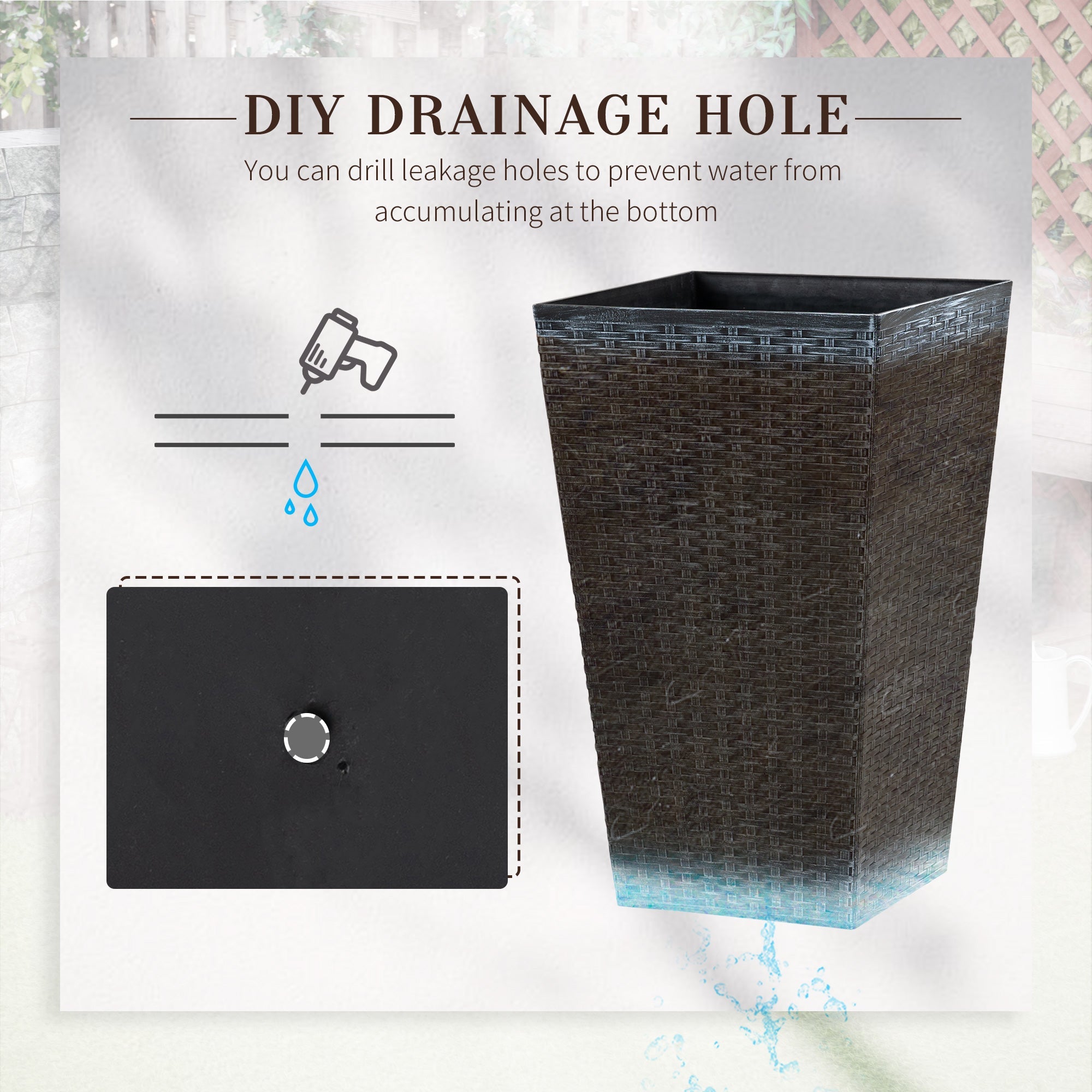 Outsunny Set of 3 Tall Plant Stand, Outdoor & Indoor Flower Pot Set for Front Door, Entryway, Patio and Deck, Mixed Grey