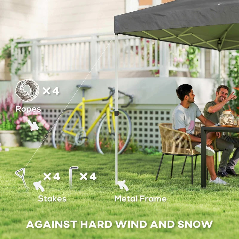 Pop Up Canopy Waterproof Canopy Tent with Carrying Bag for Parties Garden BBQs 9.8' x 9.8', Dark Grey