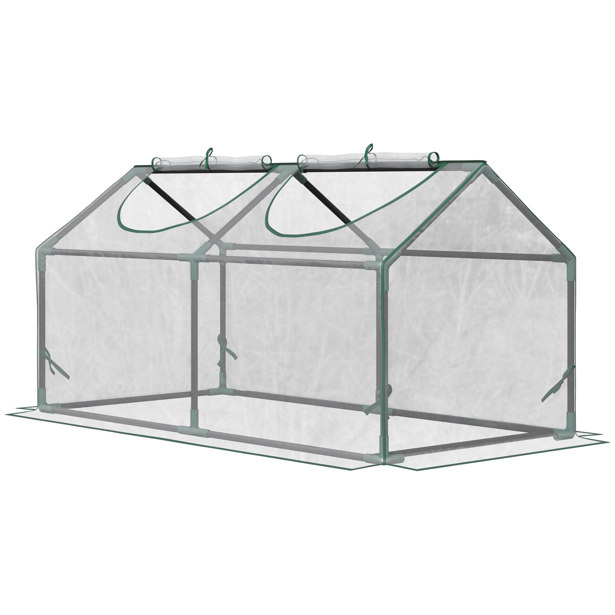 Outsunny 47" x 24" x 24" Portable Mini Tunnel Greenhouse Garden Planting Outdoor Flower Warm House Box with 2 Windows Steel Frame Weatherized Cover, Clear