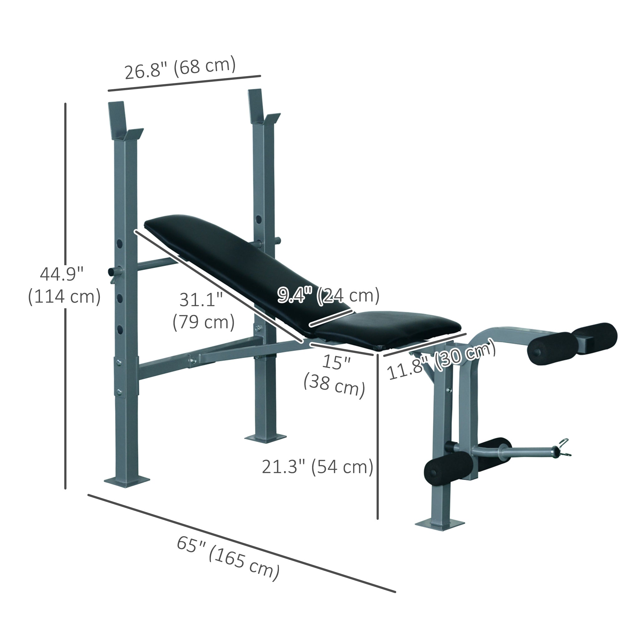 Soozier Incline Decline Adjustable Fitness Exercise Olympic Weight Lifting Bench with Leg Extension