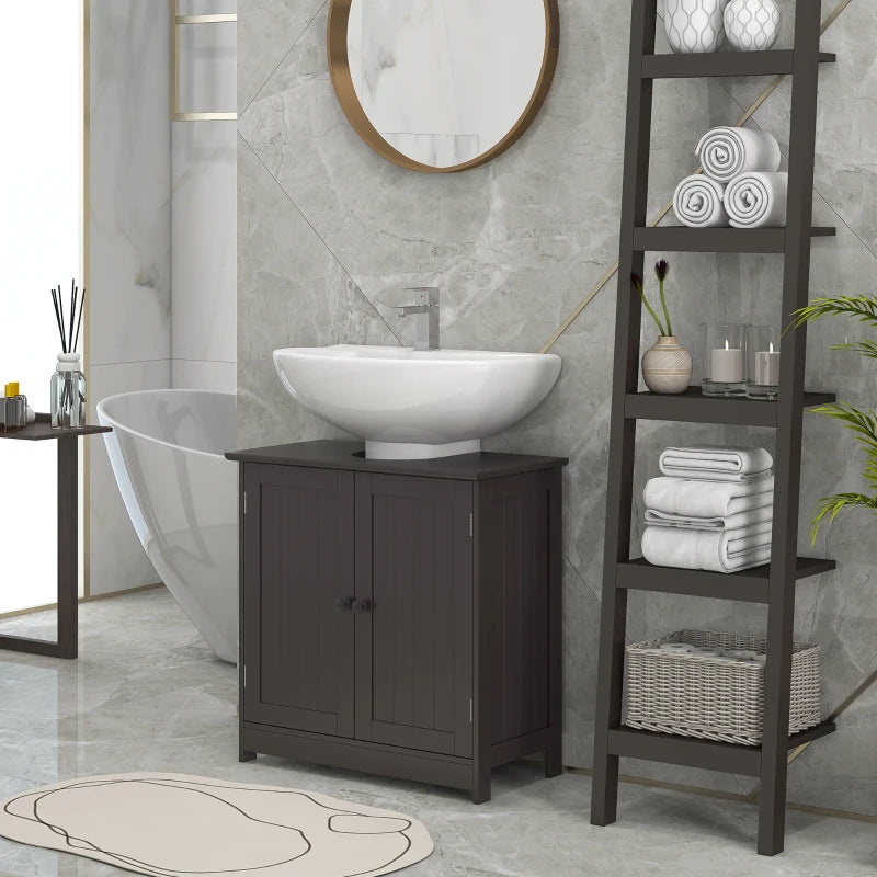 Bathroom Vanity, 24" Pedestal Sink Bathroom Vanity Furniture with 2 Doors and Shelf, Coffee