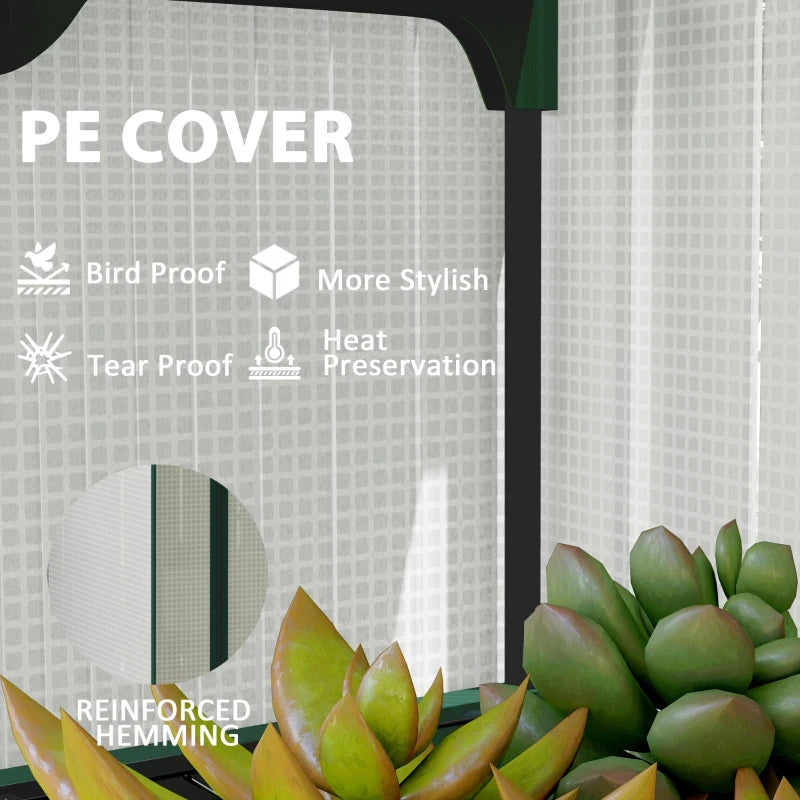Mini Greenhouse with Screen Roof, Portable Small Greenhouse with Roll-Up Zipper Door, 27.6" x 19.7" x 62.2", White