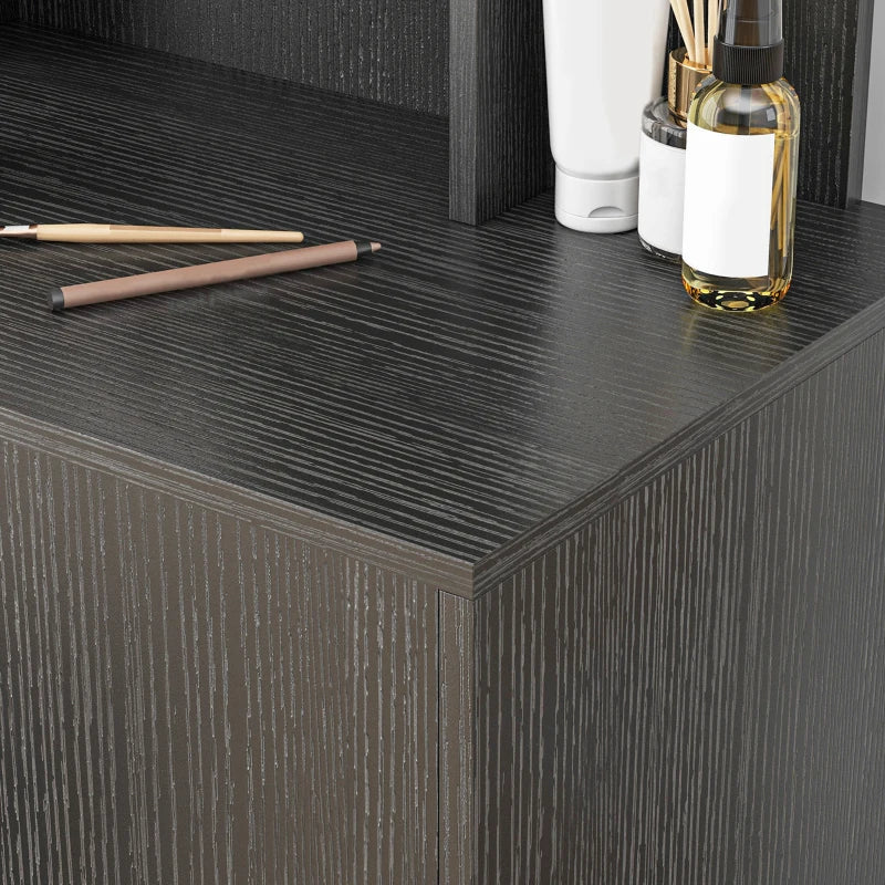 Illuminated Dressing Table Set, LED Vanity Table Set with Stool, LED Mirror, Drawer and Cabinet Shelves for Bedroom