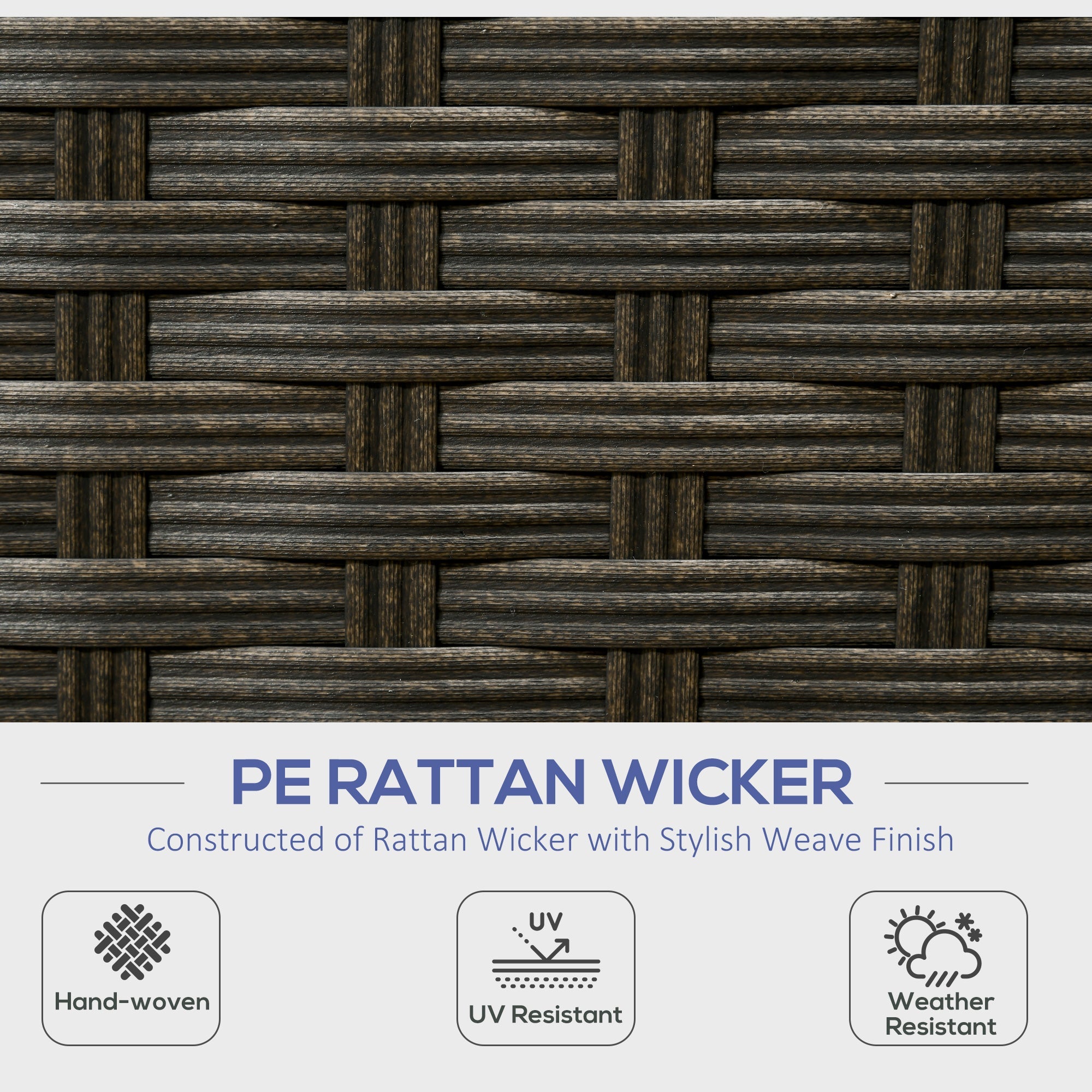 Outsunny 6 Pieces Outdoor Rattan Patio Furniture Set with Corner Sofa, Wood-Plastic Coffee Table, Navy Blue