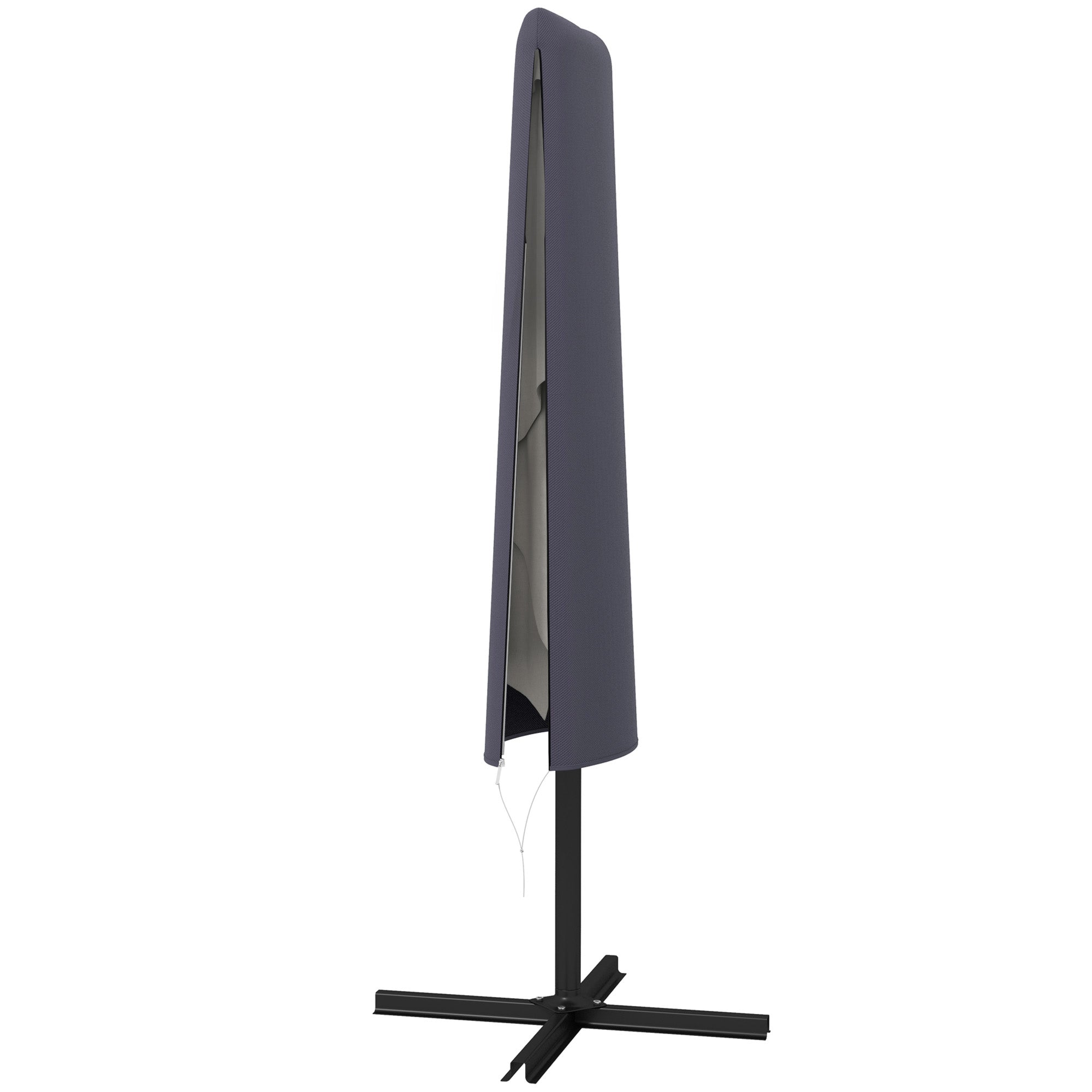 Outsunny Garden Parasol Cover, Outdoor Cantilever Umbrella Cover with Zipper, Dark Grey