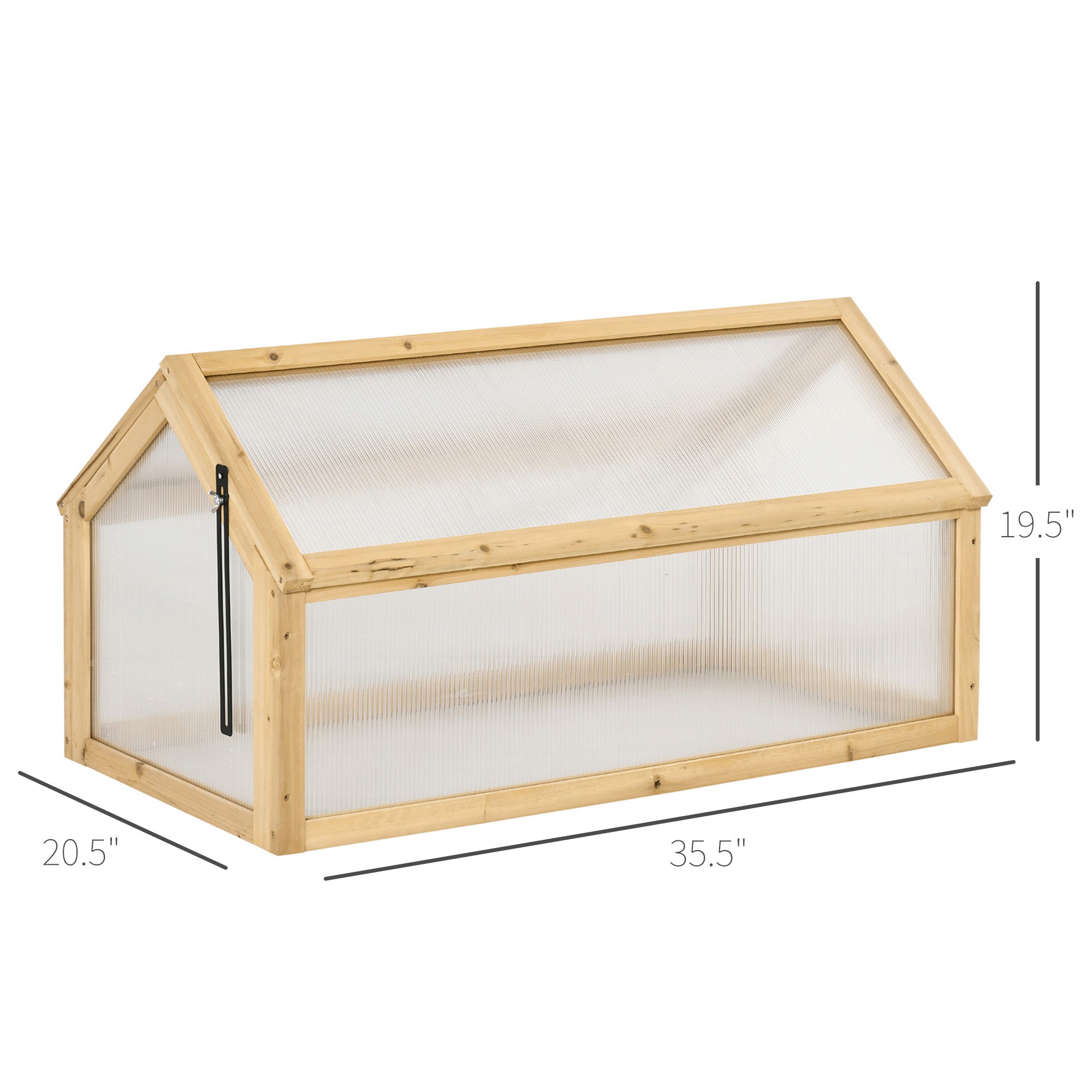 Outsunny Grow House Wooden Cold Frame Greenhouse Portable Raised Planter with Openable Top 35.5"x20.5"x19.5" Light Brown
