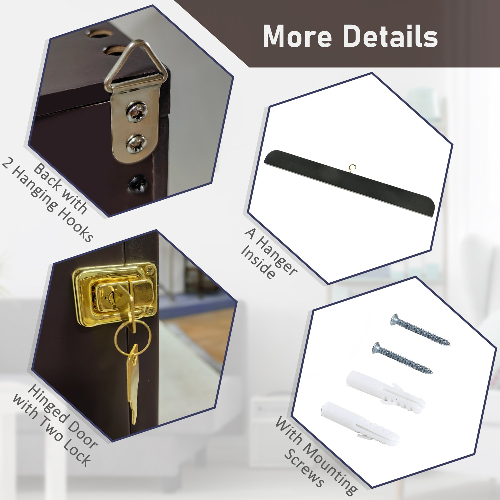 HOMCOM Sports Jersey Display Case 26"x35" Shadow Box for Hockey Basketball Football Baseball Memorabilia Brown