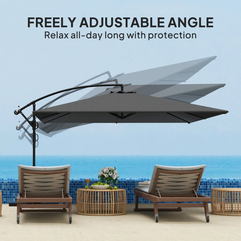 Rectangular Cantilever Parasol 111" x 150.4", Outdoor Garden Umbrella with Adjustable Tilt, UV Protection UPF50+, Grey