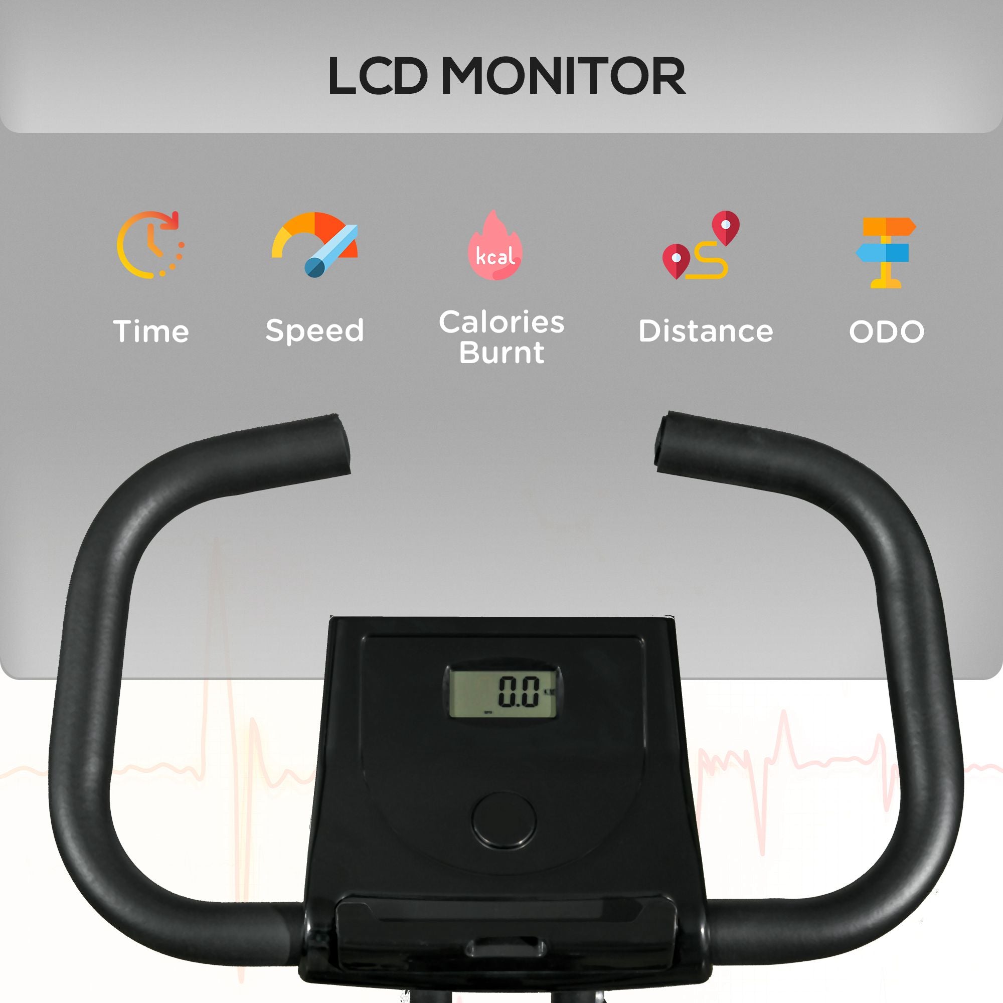 Soozier Foldable Exercise Bike Indoor Stationary Bike w/ 8-Level Magnetic Resistance LCD Screen Phone Holder for Home Gym Black