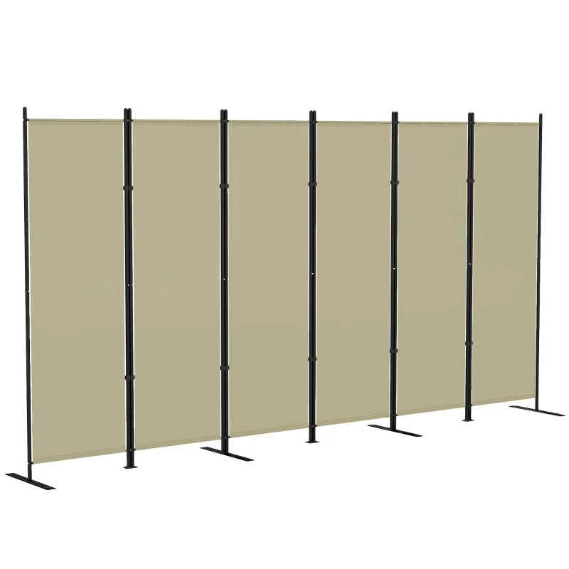 6 Panel Room Divider, 6 Ft Folding Privacy Screen, Portable Freestanding Partition Wall Divider, Beige