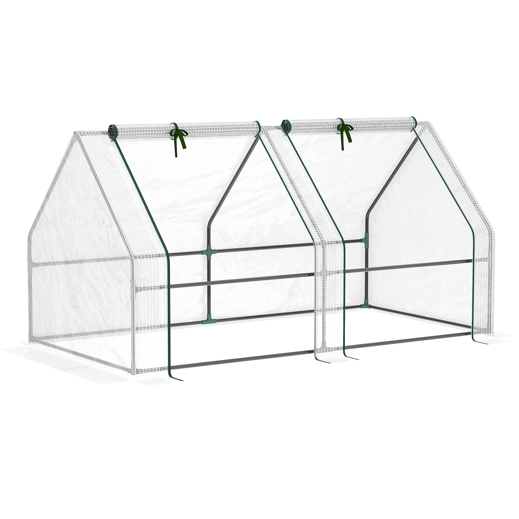 Outsunny 6'x3'x3' Portable Tunnel Greenhouse: UV PE Cover with Zipper Doors for Outdoor Garden, White