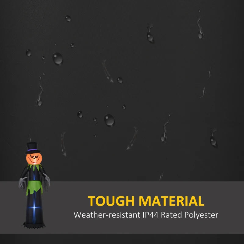 Outsunny 8ft Halloween Inflatable Pumpkin Head Ghost in a Hat – LED Lighted Outdoor Decoration