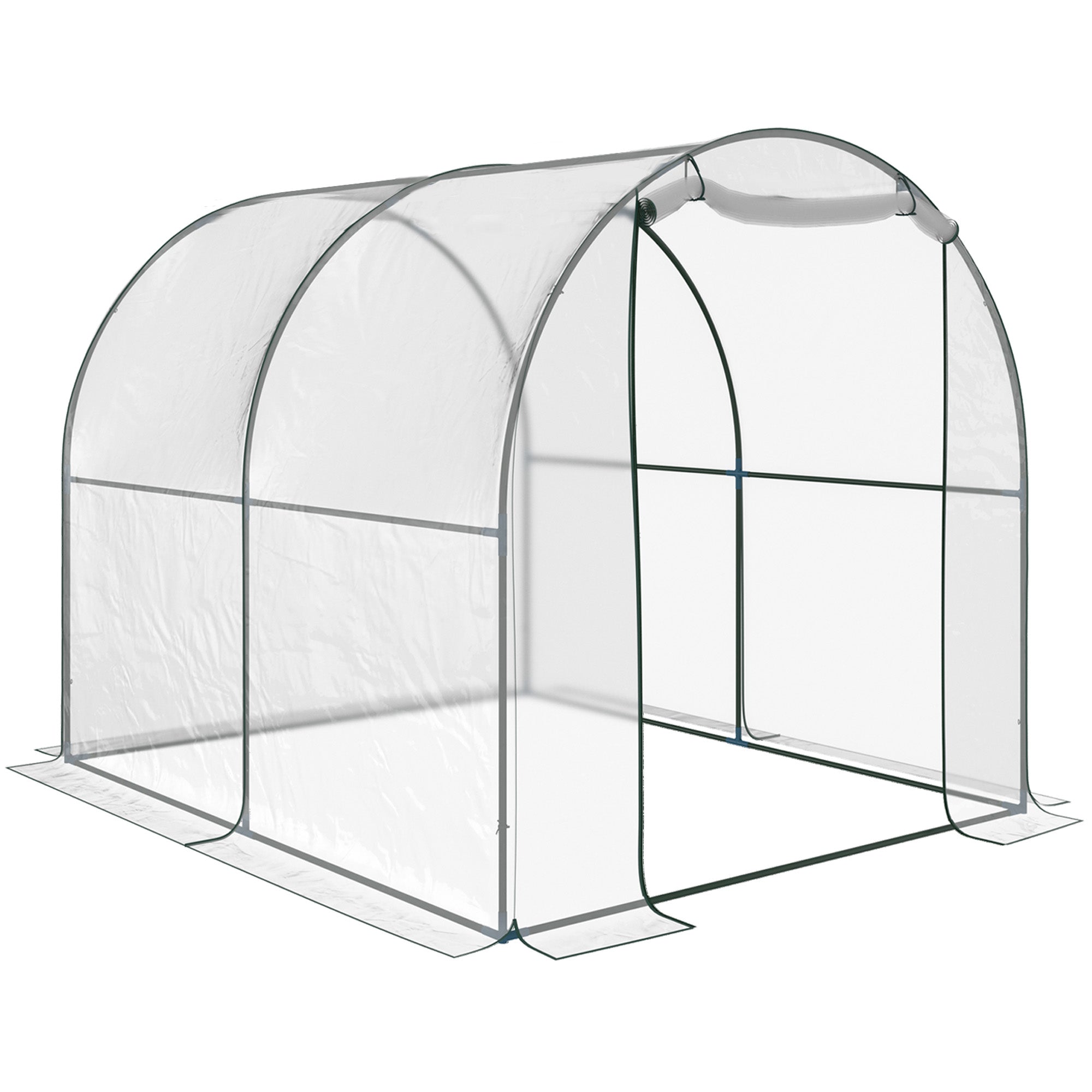 Outsunny 6.6' x 8.2' x 6.6' Plant Dome Tunnel Greenhouse Shed Roll Up Door Hoop House, Transparent