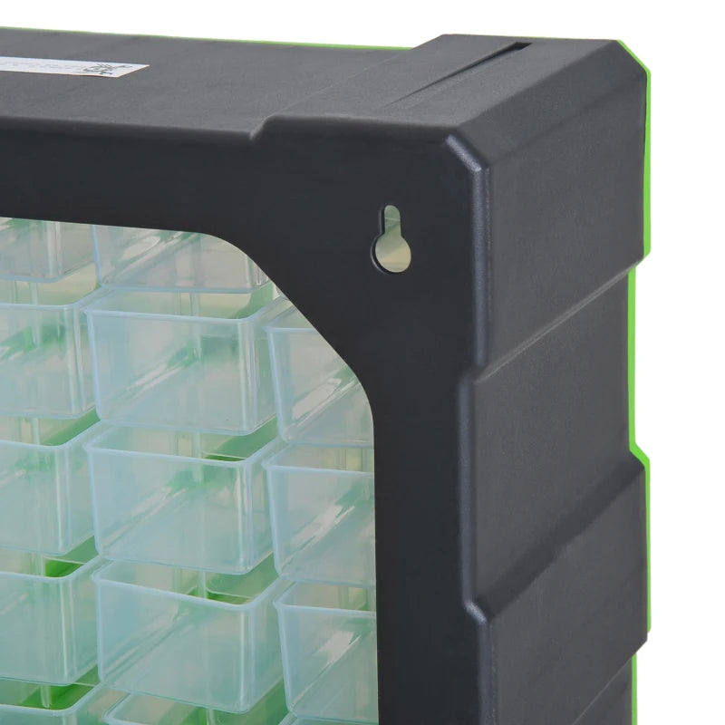 Plastic 39 Drawer Parts Organiser Wall Mount Storage Cabinet for Small Nuts Bolts Tool Green