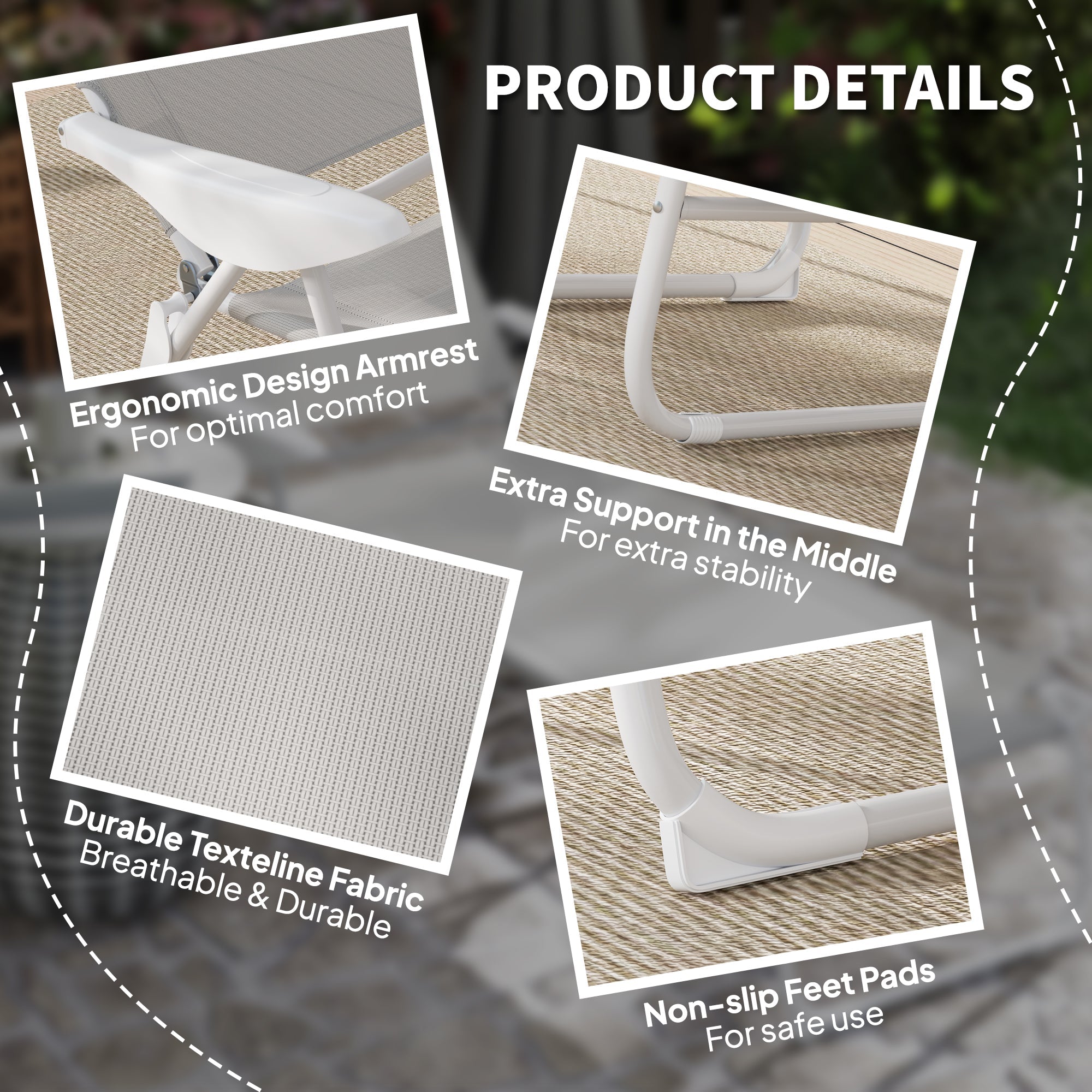 Outsunny Outdoor Sun Lounger, Folding Chaise Lounge with 4-level Adjustable Backrest, Light Grey