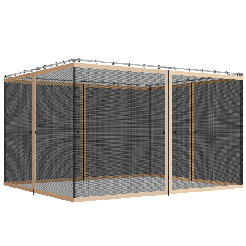 Replacement Mosquito Netting for Gazebo 10' x 12' Black Screen Walls for Canopy with Zippers, Beige