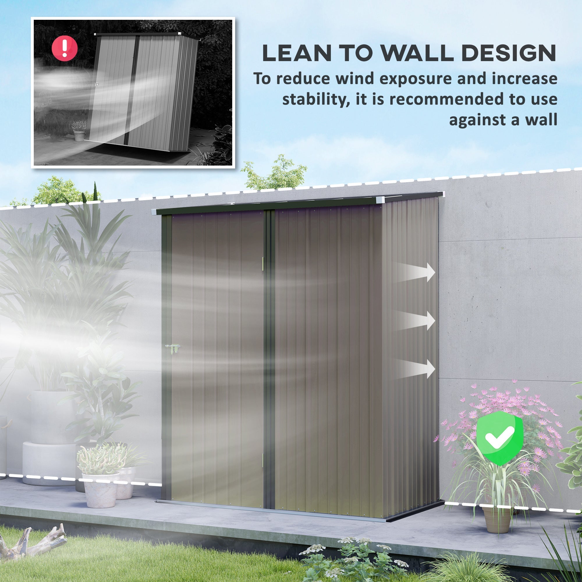 Outsunny 5' x 3' Outdoor Storage Shed, Steel Garden Shed with Single Lockable Door, Tool Storage Shed for Backyard, Light Grey