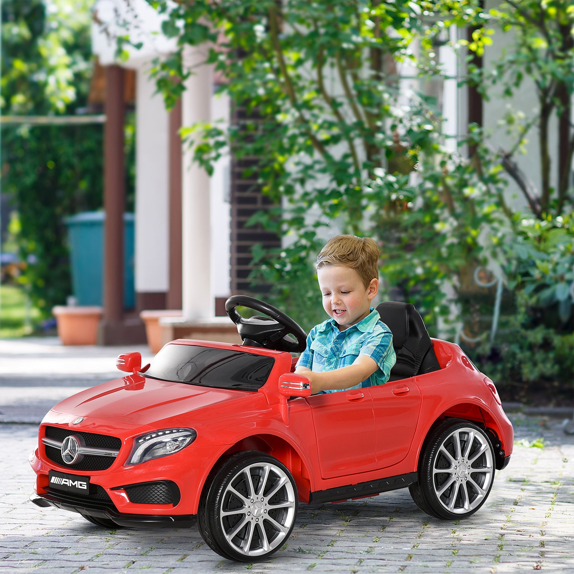 Aosom 6V Kids Licensed Ride On Car Toy Battery Powered High/Low Speed with Headlight Music and Remote Control Red