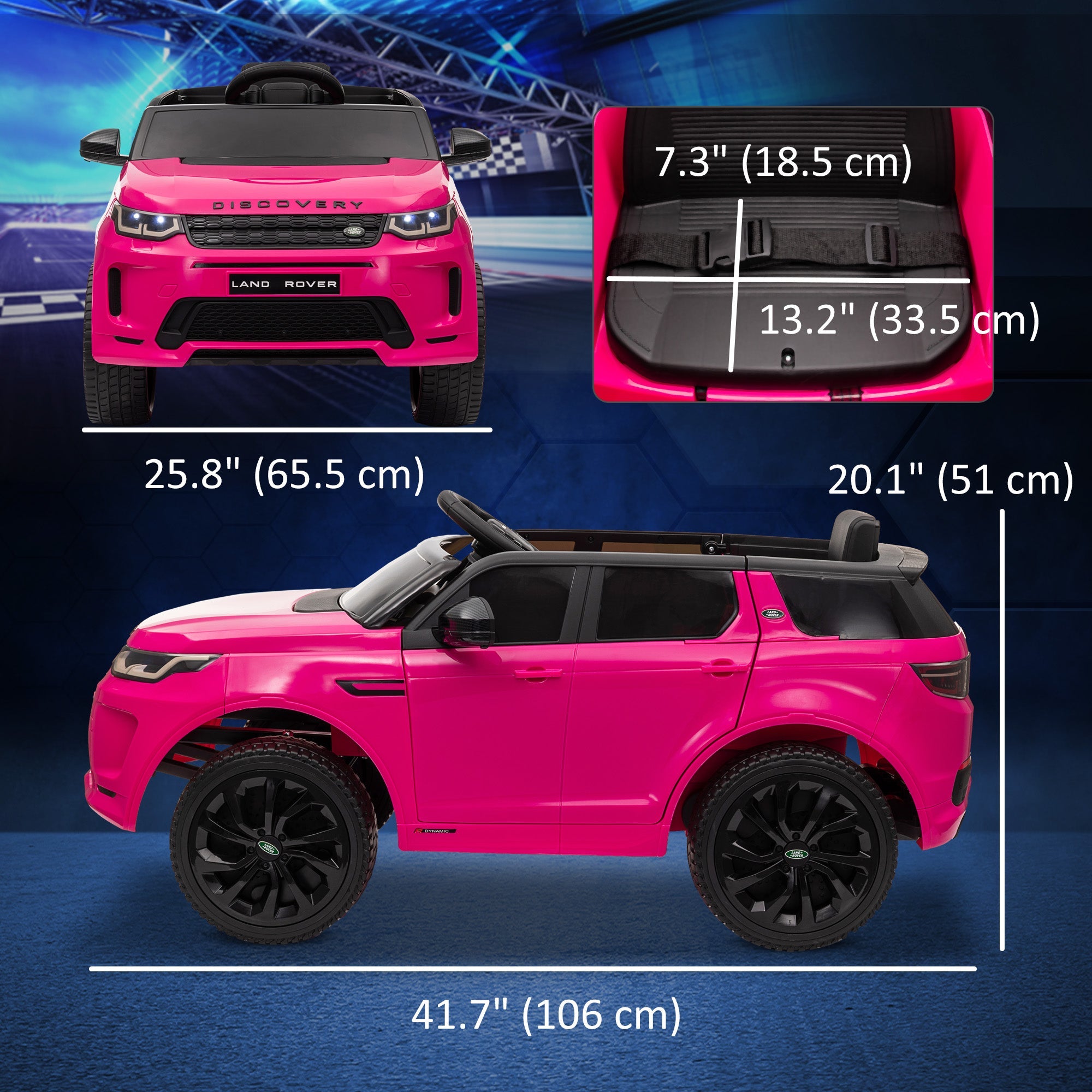 Qaba Land Rover Discovery Sport Licensed 12V Ride on Car w/ Remote, Soft Start, LED Lights, Music Horn, Pink