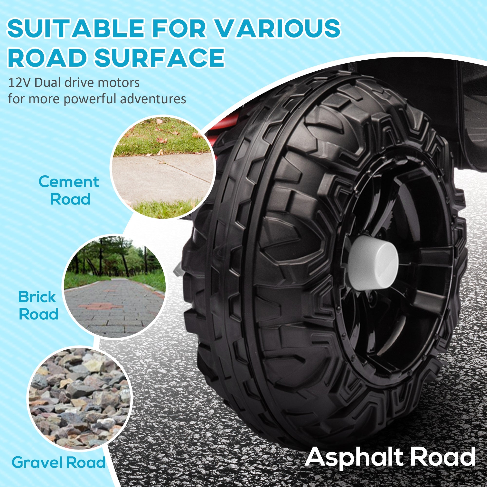 Qaba 12V Kids ATV with Four Wheels Spring Suspension, Forward & Backward, LED Light, MP3, Music, White