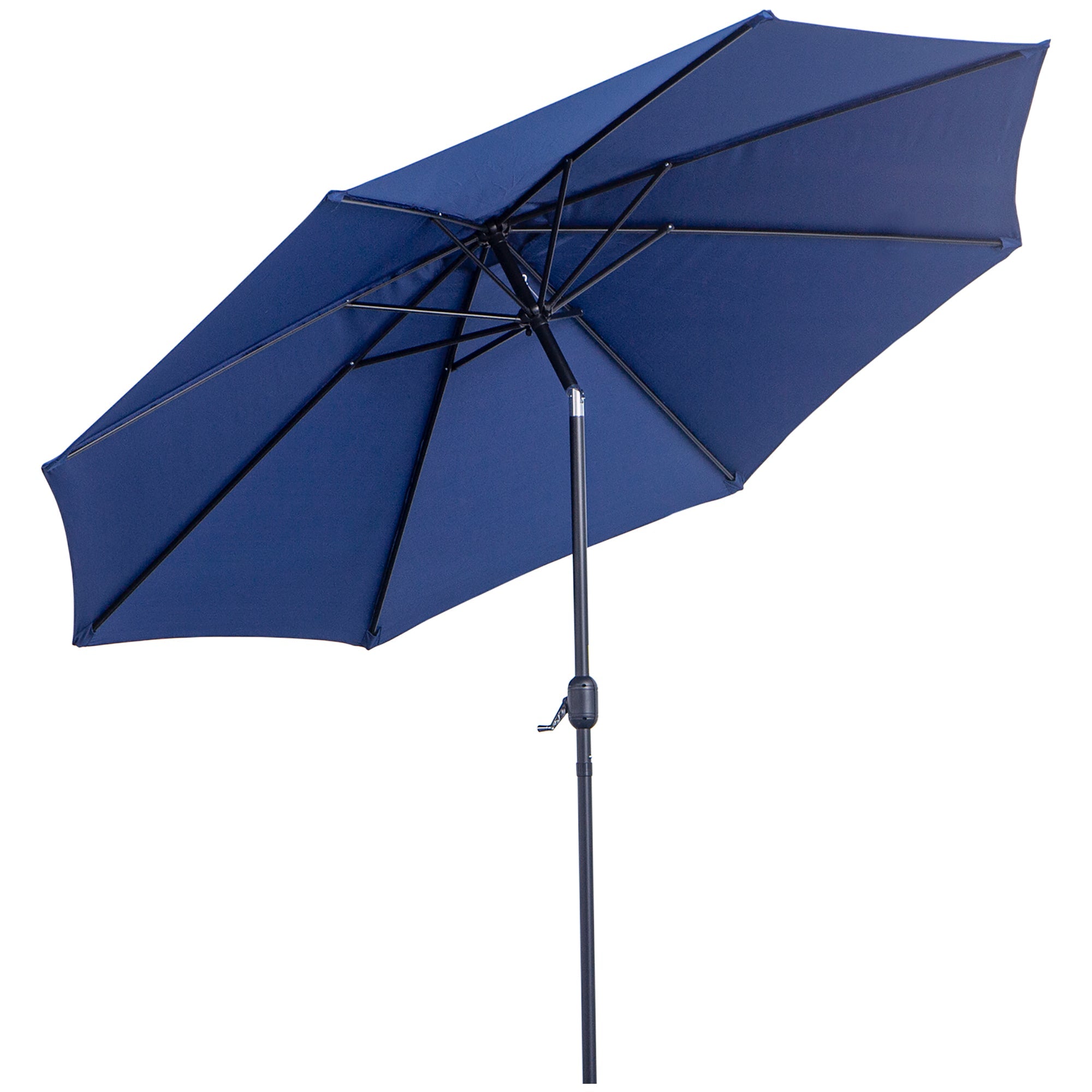 Outsunny Steel Frame Patio Parasol: 10'x 8' Round Market Garden Canopy for Outdoor, Blue