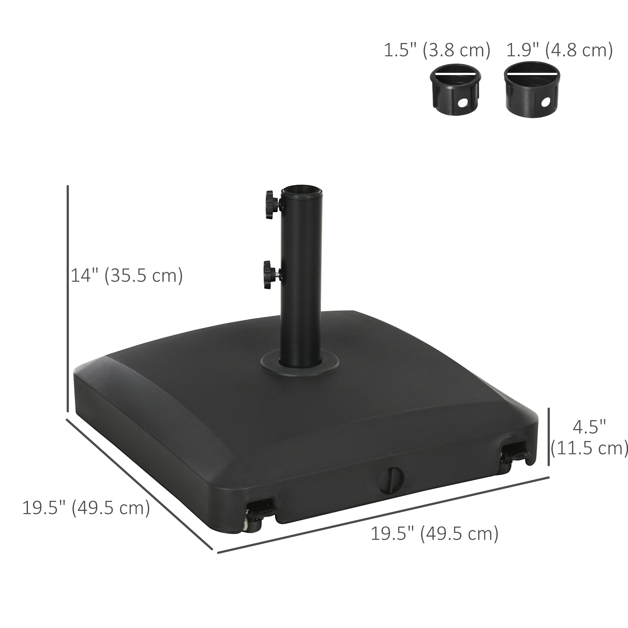 Outsunny 66lb Outdoor Umbrella Stand: Heavy Duty Water/Sand Fillable Holder Black