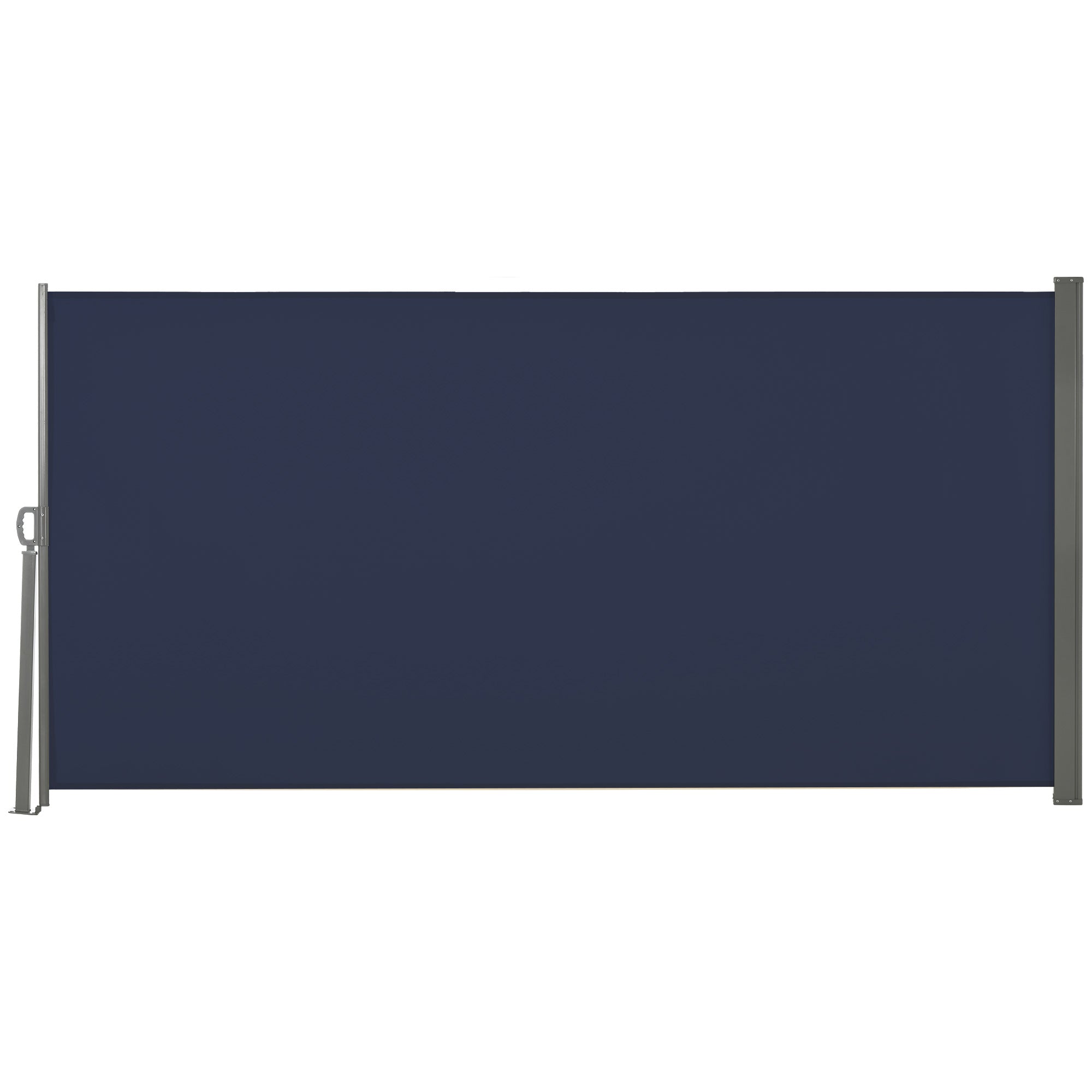 Outsunny 118"x63" Outdoor Retractable Privacy Screen Patio Side Awning Folding Divider UV Wind Resistant Dark Blue