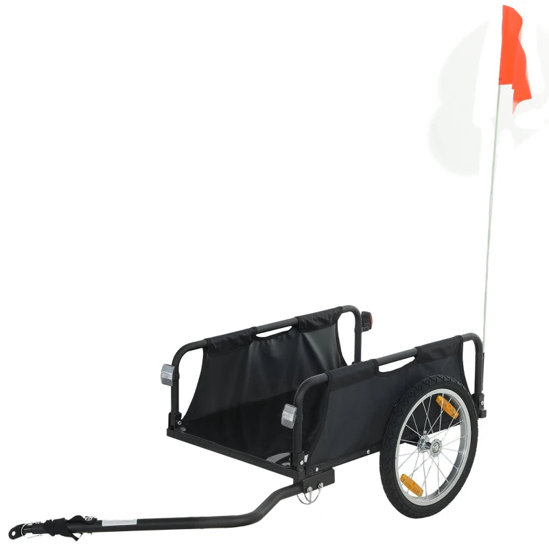 Soozier Bicycle Cargo Trailer Wagon Cart with Quick Release 16" Pneumatic Wheels, Universal Hitch & Safety Flag