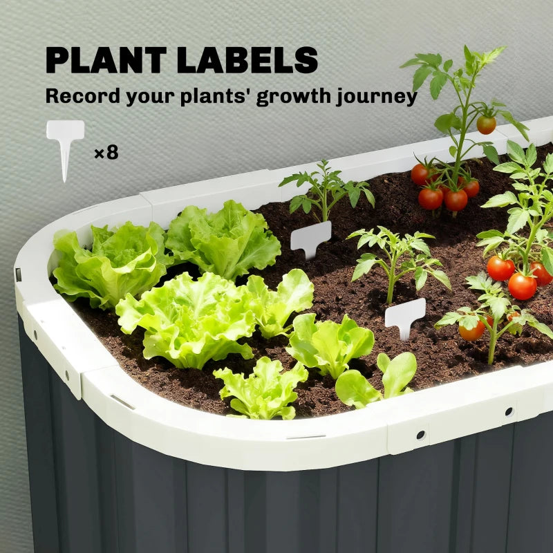Galvanized Raised Garden Bed, Deep Rot Planter Box, Outdoor Garden Bed with Plant Labels, 7' x 2' x 2', Dark Grey