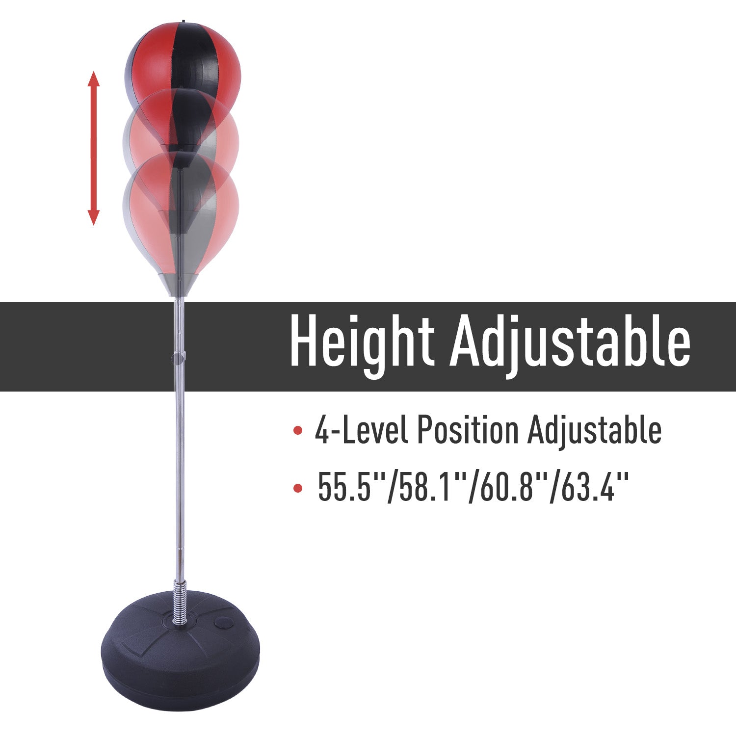 Soozier Kids Adjustable Training Boxing Punching Ball with Gloves Freestanding Portable Stress Relief Black