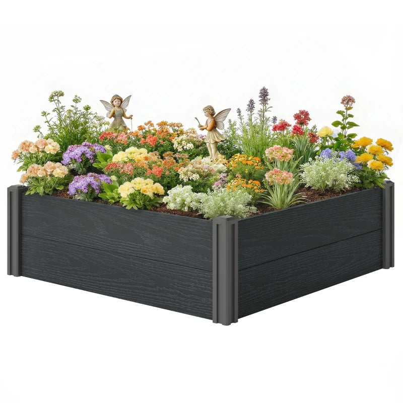 Vinyl Raised Garden Bed Kit, 3 x 3 x 1ft Elevated Garden Box with Open Bottom, Screwless Outdoor Planter Box