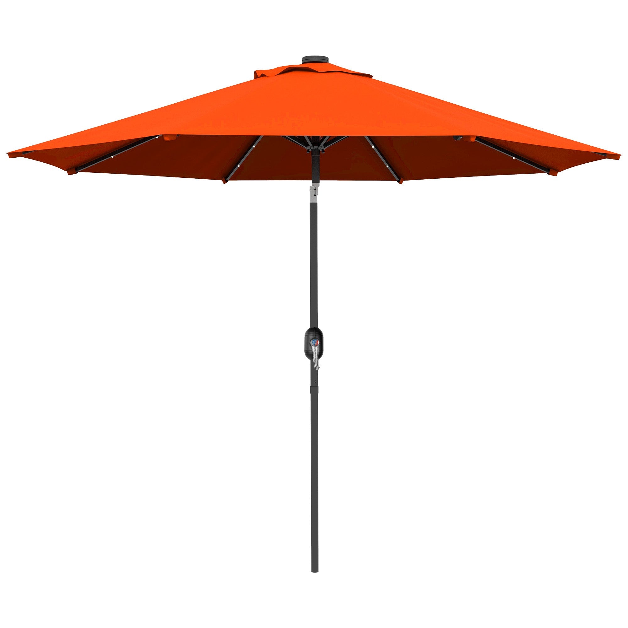 Outsunny 9ft Solar Patio Umbrella Outdoor Sunshade 24 LED Lights Tilt Canopy Orange