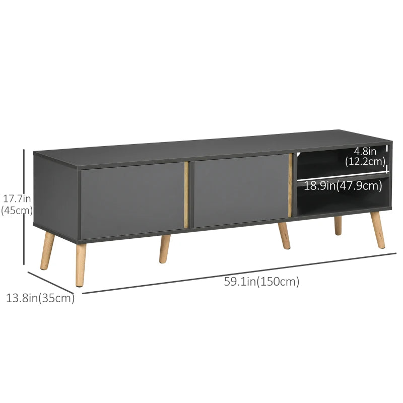 TV Stand for TVs up to 55", TV Cabinet with Shelves and Cable Holes, Entertainment Unit for Living Room, Dark Grey
